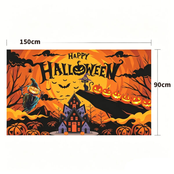 Background Decoration New Halloween Hanging Tapestry, Skull Witch Pumpkin Clown Themed Background Decor, Outdoor Spooky Atmosphere Wall Banner