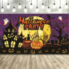 Decorative Hanging Tapestry New Halloween Hanging Tapestry, Skull Witch Pumpkin Clown Themed Background Decor, Outdoor Spooky Atmosphere Wall Banner