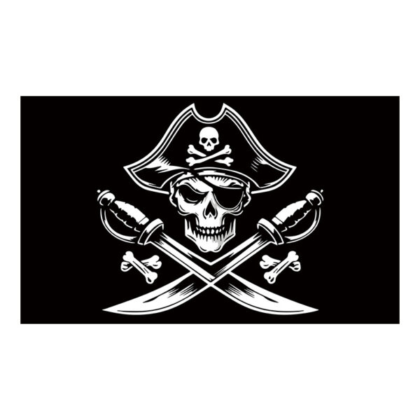 Digital Print Polyester Pirate Skull Crossbones Banner, Dog Pirate Flag Background Cloth 3x5 Ft Jolly Roger Pirate Skull and Crossbones Polyester Flag with Brass Grommets