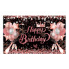 Family Party Decor Banner New Pink Gold Birthday Backdrop Banner, Pink Girl Themed Hanging Flag for Family Party Decorations 70.8 x 47.2 Inch