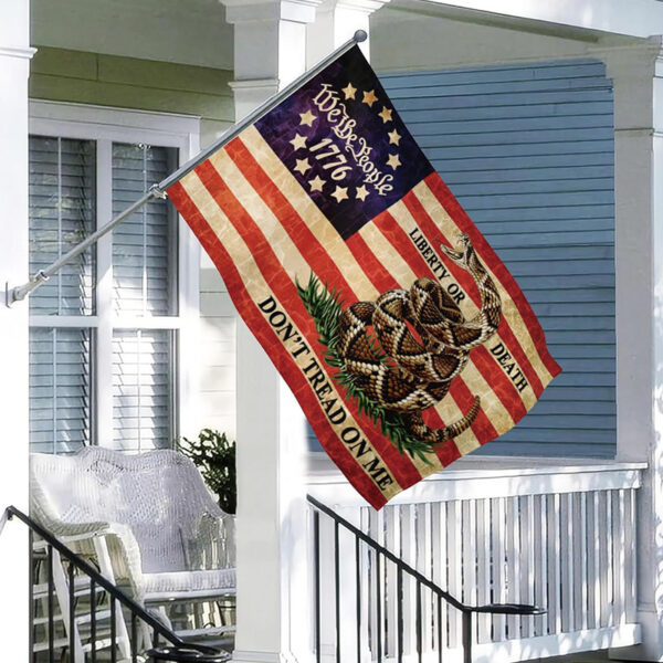 Gadsden flag Don't Tread On Me Rattlesnake Flag Banner, We The People American Patriotic Decor Flag
