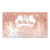 New Birthday Backdrop New Pink Gold Birthday Backdrop Banner, Pink Girl Themed Hanging Flag for Family Party Decorations 70.8 x 47.2 Inch