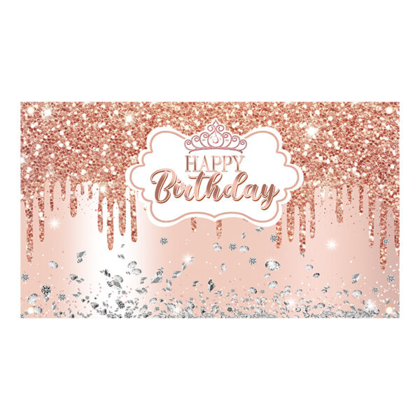 New Birthday Backdrop New Pink Gold Birthday Backdrop Banner, Pink Girl Themed Hanging Flag for Family Party Decorations 70.8 x 47.2 Inch