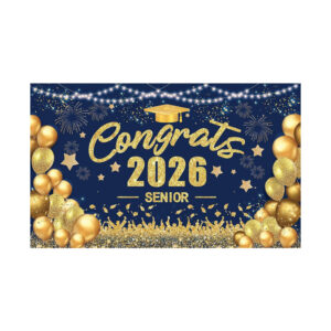 New 2026 Graduation Backdrop, Grad Party Decor Hanging Banner, Polyester Custom Printed Flag