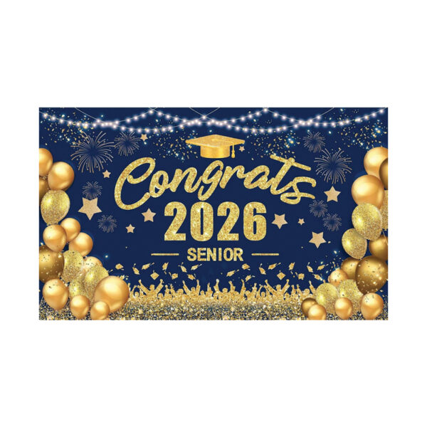 Polyester Flag New 2026 Graduation Backdrop, Grad Party Decor Hanging Banner, Polyester Custom Printed Flag