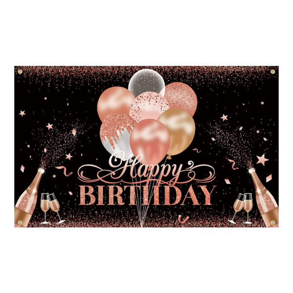 Stylish pink gold birthday backdrop New Pink Gold Birthday Backdrop Banner, Pink Girl Themed Hanging Flag for Family Party Decorations 70.8 x 47.2 Inch