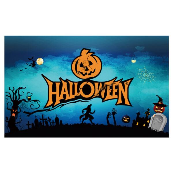 Vintage Black Halloween Tapestry Wall Hanging for Bedroom Living Room Dorm, New Halloween Hanging Tapestry, Skull Witch Pumpkin Clown Themed Background Decor, Outdoor Spooky Atmosphere Wall Banner