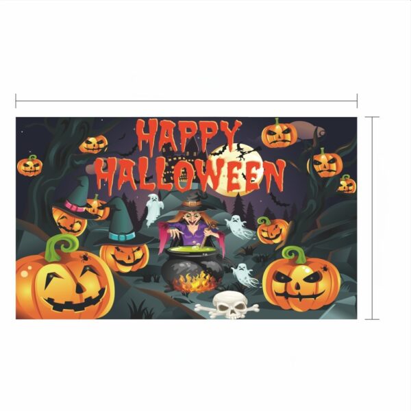 outdoor horror decoration New Halloween Hanging Tapestry, Skull Witch Pumpkin Clown Themed Background Decor, Outdoor Spooky Atmosphere Wall Banner