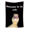 unny home wall tapestry Welcome To My Crib Flag Banner, Funny Home Decor Wall Tapestry For Bedroom Man Cave
