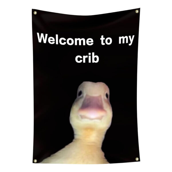 unny home wall tapestry Welcome To My Crib Flag Banner, Funny Home Decor Wall Tapestry For Bedroom Man Cave